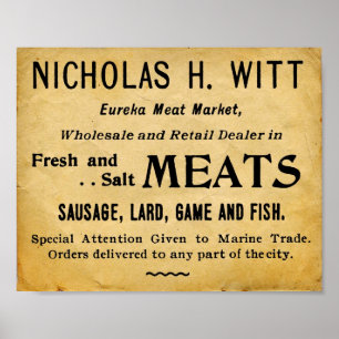 Affiche Panneau Boucher du marché vintage de la viande