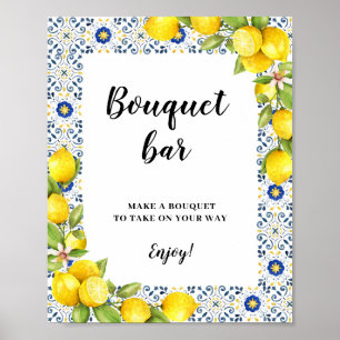 Affiche Panneau Bouquet Bar Lémette citron sur carreaux bl