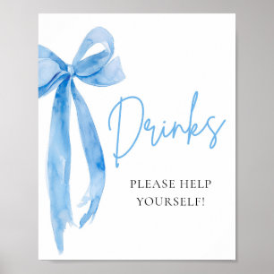 Affiche Panneau Bow Bow Elegant Dusty Blue Watercolor