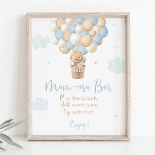 Affiche Panneau Boy Blue Teddy Bear Baby shower Mimosa Bar
