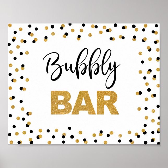 Affiche Panneau Bubbly Bar Party Black and Gold Parties sc (Devant)