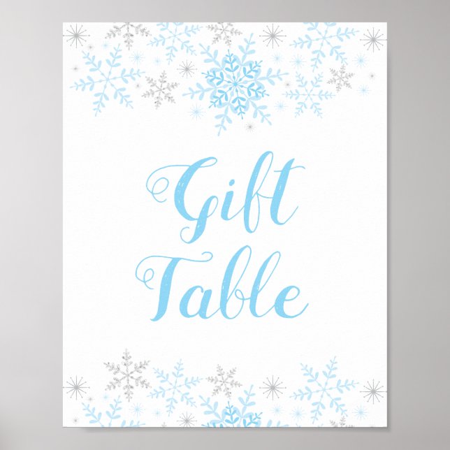 Affiche Panneau cadeau Petit Baby shower Snowflake Boy (Devant)