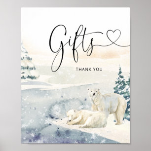 Affiche Panneau Cadeaux Baby shower Ours Aquarelle