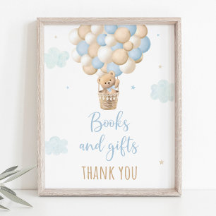 Affiche Panneau Cadeaux Baby showers Ours Bleu Teddy