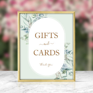 Affiche Panneau Cadeaux et cartes à cadre rond Eucalyptus