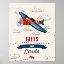 Panneau Cadeaux et cartes d'avion vintage