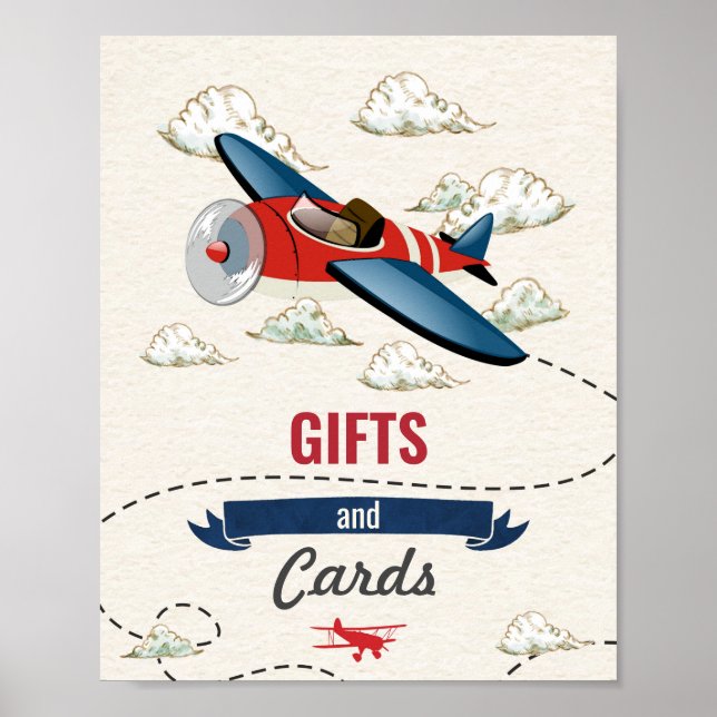 Affiche Panneau Cadeaux et cartes d'avion vintage (Devant)