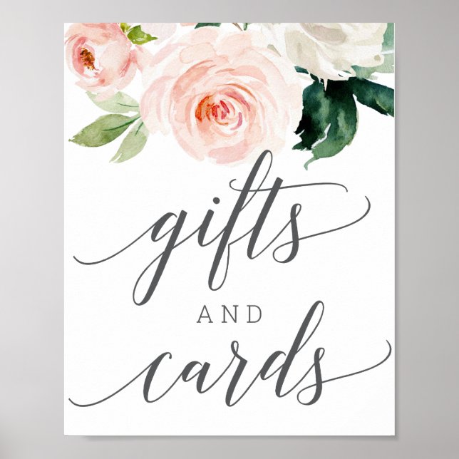 Affiche Panneau Cadeaux et Cartes Fleurs Rouges (Devant)