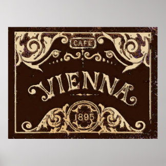 Affiche Panneau café Vienne Vintage