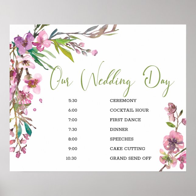 Affiche Panneau Calendrier des Mariages floraux en fleurs  (Devant)
