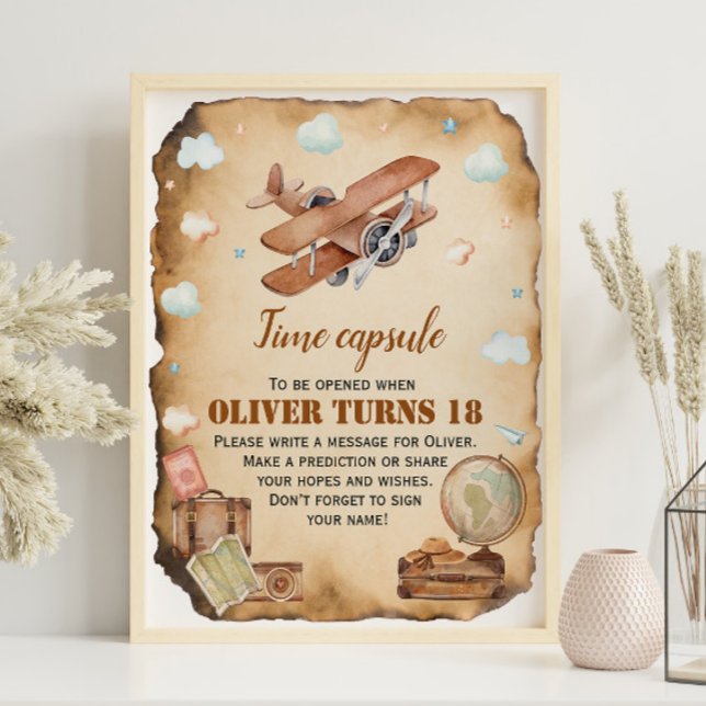 Affiche Panneau Capsule heure d'anniversaire de l'avion vi (Créateur téléchargé)