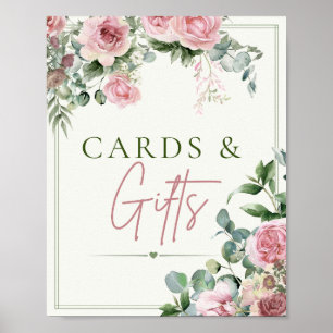 Affiche Panneau Cartes & Cadeaux   Baby Shower Floral 