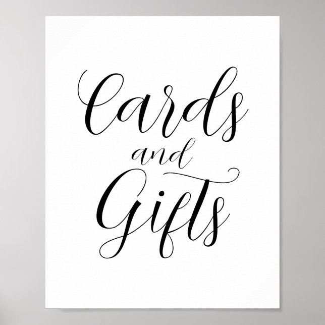 Affiche Panneau Cartes & Cadeaux de Calligraphie Élégante (Devant)