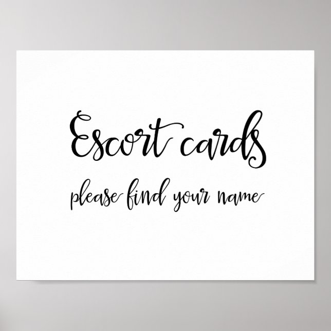 Affiche Panneau Cartes d'escorte mariage | Calligraphie (Devant)