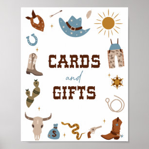 Affiche Panneau Cartes et Cadeaux 1er Anniversaire Rodeo