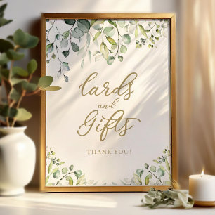 Affiche Panneau Cartes Et Cadeaux Aquarelle Greenery