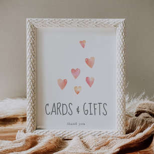 Affiche Panneau Cartes et cadeaux de Baby shower des Coeur