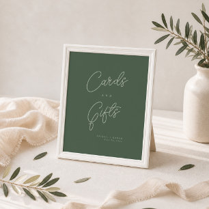 Affiche Panneau Cartes et Cadeaux Elégant Vert Forêt