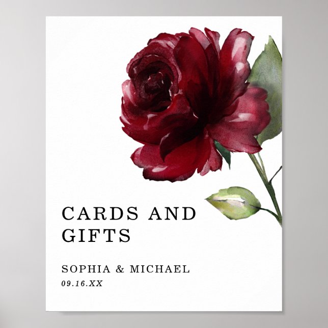 Affiche Panneau Cartes et Cadeaux Fleur de Rose Rouge Prof (Devant)