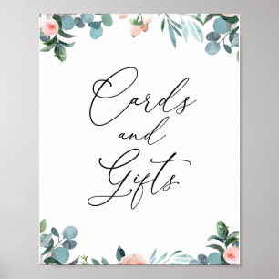 Affiche Panneau Cartes et Cadeaux Fleurs Rouges pour l'Heu