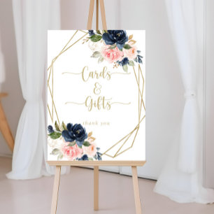 Affiche Panneau Cartes et Cadeaux Géométriques Floral Gold