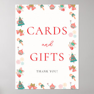 Affiche Panneau Cartes et Cadeaux pour Baby Shower de Noël