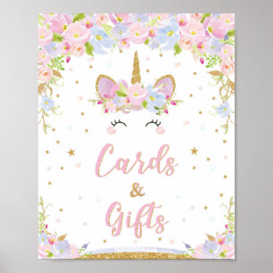 Affiche Panneau Cartes et Cadeaux Unicorne Baby shower d'a