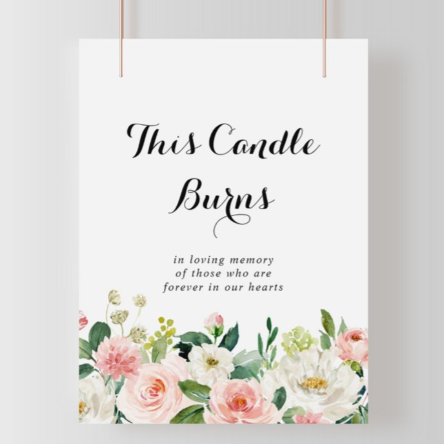 Affiche Panneau Cette bougie brûle à feuillage vert floral (Créateur téléchargé)