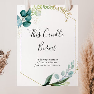 Affiche Panneau Cette bougie brûle Floral Tropical Vert Or