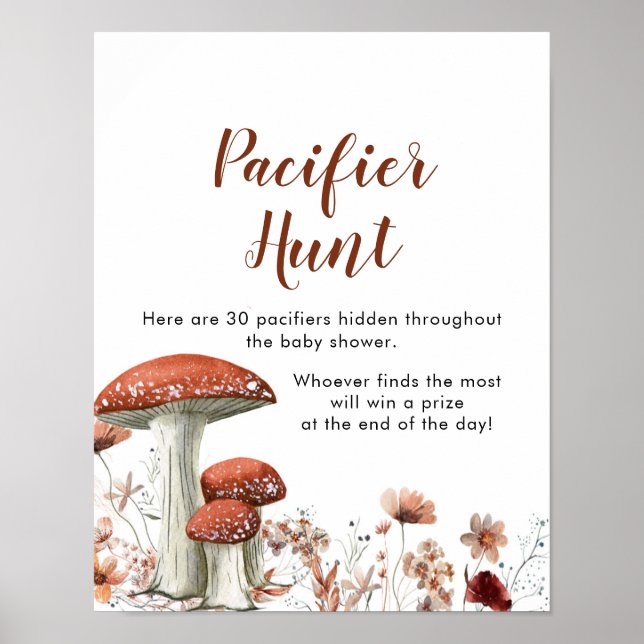 Affiche Panneau Chasse Boho Champignon Floral Pacifier Jeu (Devant)
