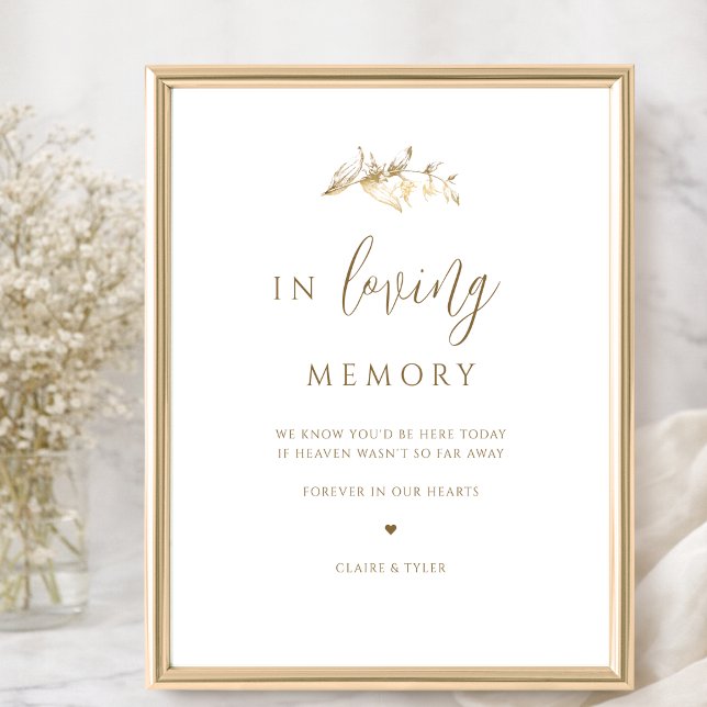 Affiche Panneau Chic Blanc et Or Mariage En Souvenir Affec (Créateur téléchargé)