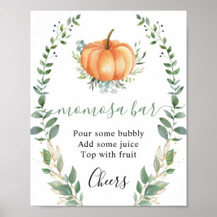 Affiche Panneau Citrouille Automne Vert Or Feuillage Momos