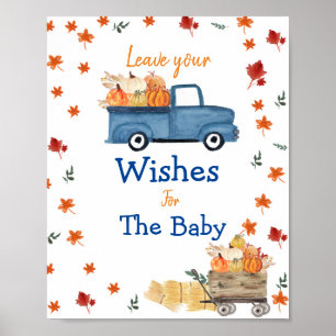 Affiche Panneau citrouille Baby shower de camion pour bébé