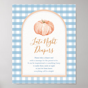 Affiche Panneau citrouille Boho Blue En vichy couche noctu