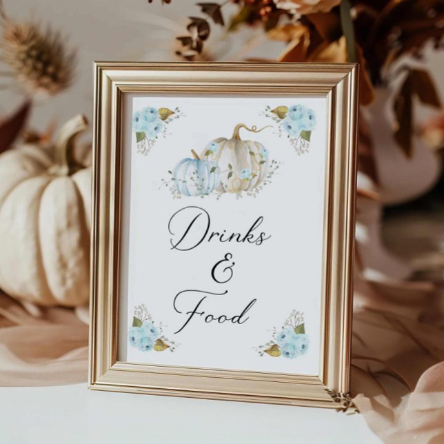 Affiche Panneau citrouille Boy Baby shower Boissons et nou (A little Pumpkin Drinks and Food Sign)