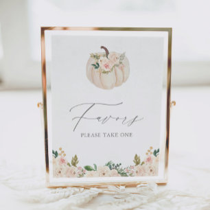 Affiche Panneau Citrouille vert fleuri Baby shower Faveurs