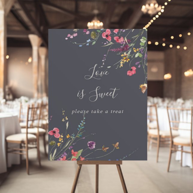 Affiche Panneau Classique Fleurs Sauvages Bleu Amour Doux (Créateur téléchargé)