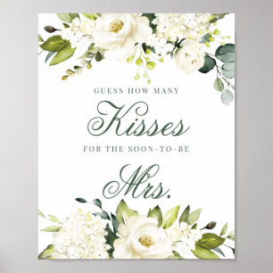 Affiche Panneau Combien de baisers de roses blanches