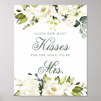 Affiche Panneau Combien de baisers de roses blanches