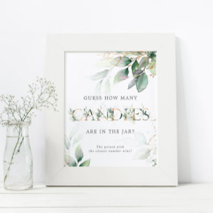 Affiche Panneau Combien de Bonbons Eucalyptus Vert