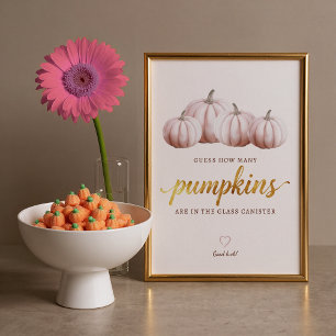Affiche Panneau Combien de Citrouilles Jeu Automnal Rose