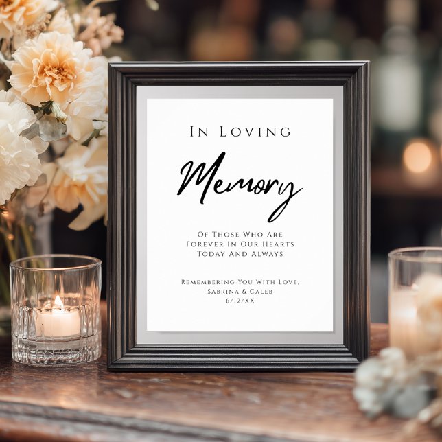 Affiche Panneau commémoratif de mariage à la mémoire de (In Loving Memory Wedding Remembrance Sign
)