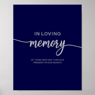 Affiche Panneau commémoratif de mariage élégant bleu marin