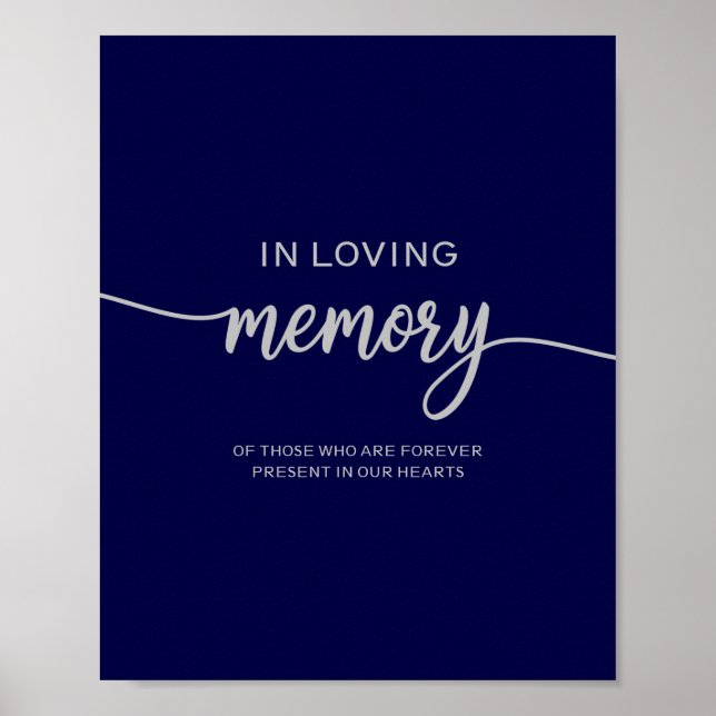 Affiche Panneau commémoratif de mariage élégant bleu marin (Devant)