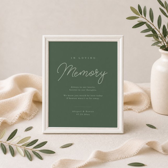 Affiche Panneau commémoratif de mariage élégant vert forêt (Créateur téléchargé)