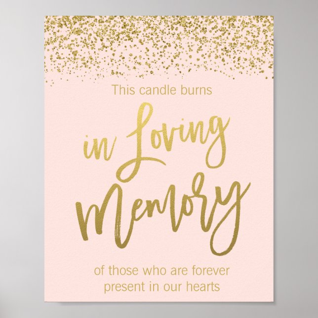 Affiche Panneau commémoratif de mariage en rose doré paill (Devant)