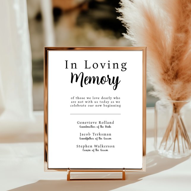 Affiche Panneau commémoratif de mariage En souvenir affect (Wedding Remembrance Sign In Loving Memory
)