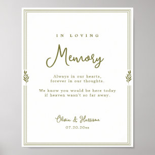 Affiche Panneau commémoratif de mariage Olive Green Olive