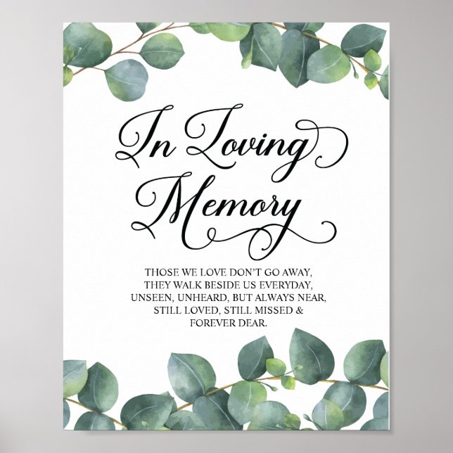 Affiche Panneau commémoratif En mémoire aimante à feuilles (Devant)