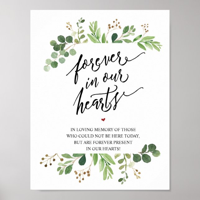 Affiche Panneau commémoratif Rustique À jamais dans nos cœ (Devant)